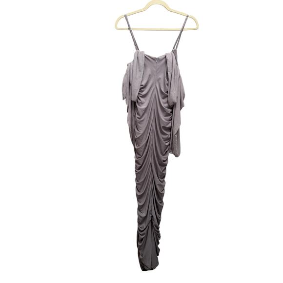 Club L London Dresses & Skirts - Club L London Announcement Taupe Ruched Bardot Maxi Maternity Dress US 6 UK 10